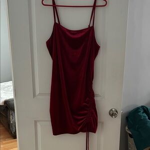 SHEIN Burgundy Ruched Mini Dress
